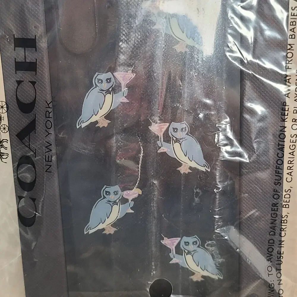 Coach‎ iPhone X & XS Glittery Black Case Owl Cocktail Party NWT